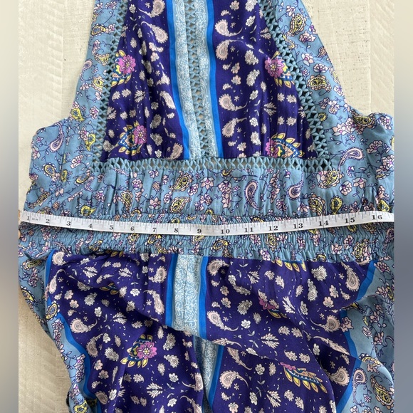 Women’s NWT Goodnight Macaroon Boho Floral Blue and Purple Maxi Dress Sz Large - Picture 11 of 14